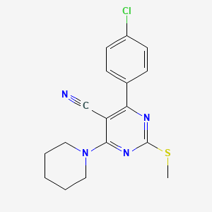 4-(4-Chlorophenyl)-2-(methylthio)-6-piperidin-1-ylpyrimidine-5-carbonitrile