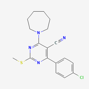 molecular formula C18H19ClN4S B7832156 4-Azepan-1-yl-6-(4-chlorophenyl)-2-(methylthio)pyrimidine-5-carbonitrile 