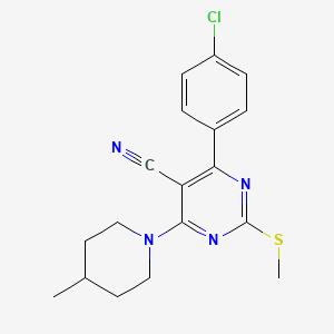 molecular formula C18H19ClN4S B7832159 4-(4-Chlorophenyl)-6-(4-methylpiperidin-1-yl)-2-(methylthio)pyrimidine-5-carbonitrile 