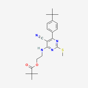 molecular formula C23H30N4O2S B7832175 2-{[6-(4-Tert-butylphenyl)-5-cyano-2-(methylthio)pyrimidin-4-yl]amino}ethyl pivalate 