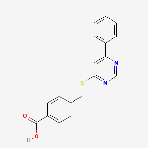 molecular formula C18H14N2O2S B7832214 4-{[(6-Phenylpyrimidin-4-yl)thio]methyl}benzoic acid 