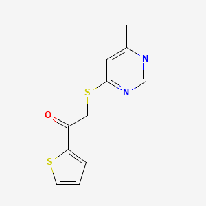 molecular formula C11H10N2OS2 B7832351 2-[(6-Methylpyrimidin-4-yl)thio]-1-(2-thienyl)ethanone 