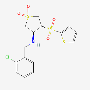 molecular formula C15H16ClNO4S3 B7832386 (2-chlorobenzyl)[(3S,4R)-1,1-dioxido-4-(2-thienylsulfonyl)tetrahydro-3-thienyl]amine 