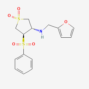 molecular formula C15H17NO5S2 B7832394 [(3S,4R)-1,1-dioxido-4-(phenylsulfonyl)tetrahydro-3-thienyl](2-furylmethyl)amine 