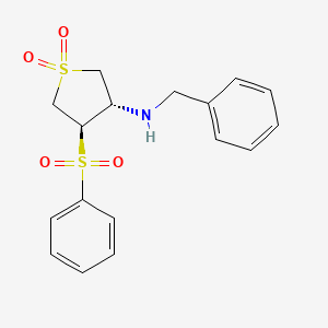 molecular formula C17H19NO4S2 B7832399 (3S,4R)-N-benzyl-4-(phenylsulfonyl)tetrahydrothiophen-3-amine 1,1-dioxide 