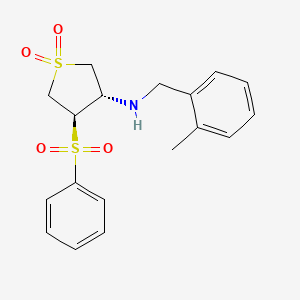 molecular formula C18H21NO4S2 B7832407 [(3S,4R)-1,1-dioxido-4-(phenylsulfonyl)tetrahydro-3-thienyl](2-methylbenzyl)amine 