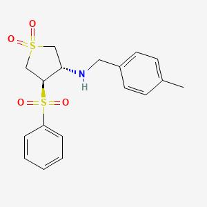molecular formula C18H21NO4S2 B7832420 [(3S,4R)-1,1-dioxido-4-(phenylsulfonyl)tetrahydro-3-thienyl](4-methylbenzyl)amine 