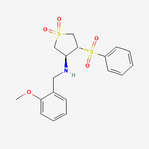 molecular formula C18H21NO5S2 B7832436 [(3S,4R)-1,1-dioxido-4-(phenylsulfonyl)tetrahydro-3-thienyl](2-methoxybenzyl)amine 
