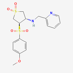molecular formula C17H20N2O5S2 B7832480 {(3S,4R)-4-[(4-methoxyphenyl)sulfonyl]-1,1-dioxidotetrahydro-3-thienyl}(pyridin-2-ylmethyl)amine 