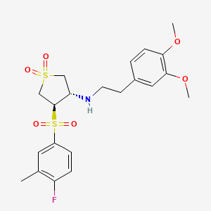 molecular formula C21H26FNO6S2 B7832493 [2-(3,4-dimethoxyphenyl)ethyl]{(3S,4R)-4-[(4-fluoro-3-methylphenyl)sulfonyl]-1,1-dioxidotetrahydro-3-thienyl}amine 