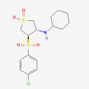 molecular formula C16H22ClNO4S2 B7832499 {(3S,4R)-4-[(4-chlorophenyl)sulfonyl]-1,1-dioxidotetrahydro-3-thienyl}cyclohexylamine 
