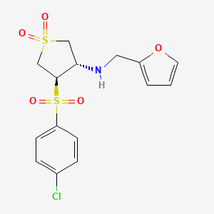 molecular formula C15H16ClNO5S2 B7832500 {(3S,4R)-4-[(4-chlorophenyl)sulfonyl]-1,1-dioxidotetrahydro-3-thienyl}(2-furylmethyl)amine 