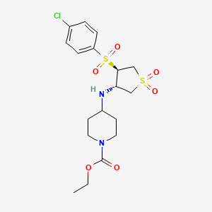 molecular formula C18H25ClN2O6S2 B7832509 ethyl 4-({(3S,4R)-4-[(4-chlorophenyl)sulfonyl]-1,1-dioxidotetrahydro-3-thienyl}amino)piperidine-1-carboxylate 