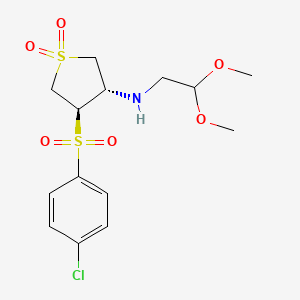 molecular formula C14H20ClNO6S2 B7832516 {(3S,4R)-4-[(4-chlorophenyl)sulfonyl]-1,1-dioxidotetrahydro-3-thienyl}(2,2-dimethoxyethyl)amine 