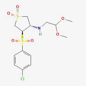 molecular formula C14H20ClNO6S2 B7832516 REL-(3R,4S)-4-[(4-CHLOROPHENYL)SULFONYL]-N-(2,2-DIMETHOXYETHYL)TETRAHYDRO-3-THIOPHENAMINE 1,1-DIOXIDE 