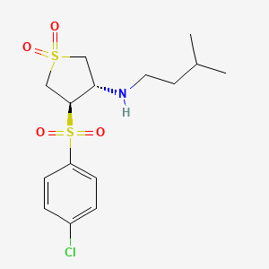 molecular formula C15H22ClNO4S2 B7832521 {(3S,4R)-4-[(4-chlorophenyl)sulfonyl]-1,1-dioxidotetrahydro-3-thienyl}(3-methylbutyl)amine 