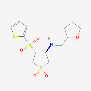 molecular formula C13H19NO5S3 B7832538 [(3S,4R)-1,1-dioxido-4-(2-thienylsulfonyl)tetrahydro-3-thienyl](tetrahydrofuran-2-ylmethyl)amine 