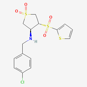molecular formula C15H16ClNO4S3 B7832565 (3S,4R)-N-(4-chlorobenzyl)-4-(2-thienylsulfonyl)tetrahydrothiophen-3-amine 1,1-dioxide 