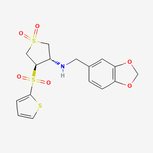 molecular formula C16H17NO6S3 B7832584 (1,3-benzodioxol-5-ylmethyl)[(3S,4R)-1,1-dioxido-4-(2-thienylsulfonyl)tetrahydro-3-thienyl]amine 