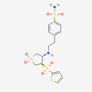molecular formula C16H20N2O6S4 B7832619 4-(2-{[(3S,4R)-1,1-dioxido-4-(2-thienylsulfonyl)tetrahydro-3-thienyl]amino}ethyl)benzenesulfonamide 
