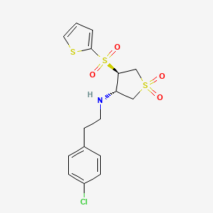 molecular formula C16H18ClNO4S3 B7832624 [2-(4-chlorophenyl)ethyl][(3S,4R)-1,1-dioxido-4-(2-thienylsulfonyl)tetrahydro-3-thienyl]amine 