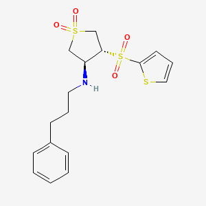 molecular formula C17H21NO4S3 B7832637 [(3S,4R)-1,1-dioxido-4-(2-thienylsulfonyl)tetrahydro-3-thienyl](3-phenylpropyl)amine 