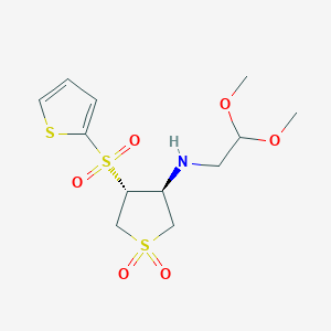 molecular formula C12H19NO6S3 B7832643 (2,2-dimethoxyethyl)[(3S,4R)-1,1-dioxido-4-(2-thienylsulfonyl)tetrahydro-3-thienyl]amine 