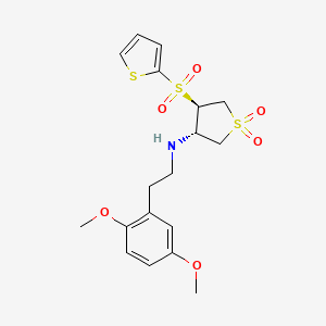 molecular formula C18H23NO6S3 B7832653 [2-(2,5-dimethoxyphenyl)ethyl][(3S,4R)-1,1-dioxido-4-(2-thienylsulfonyl)tetrahydro-3-thienyl]amine 
