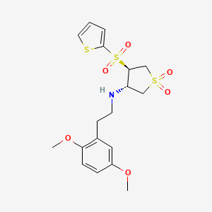 molecular formula C18H23NO6S3 B7832653 REL-(3R,4S)-N-[2-(2,5-DIMETHOXYPHENYL)ETHYL]-4-(2-THIENYLSULFONYL)TETRAHYDRO-3-THIOPHENAMINE 1,1-DIOXIDE 