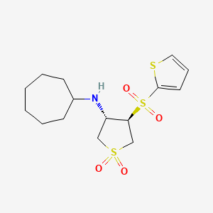 molecular formula C15H23NO4S3 B7832656 (3S,4R)-N-cycloheptyl-4-(2-thienylsulfonyl)tetrahydrothiophen-3-amine 1,1-dioxide 