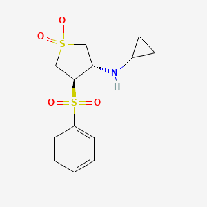 molecular formula C13H17NO4S2 B7832670 (3S,4R)-N-cyclopropyl-4-(phenylsulfonyl)tetrahydrothiophen-3-amine 1,1-dioxide 