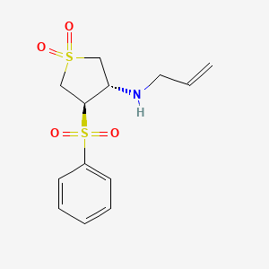 molecular formula C13H17NO4S2 B7832675 (3S,4R)-N-allyl-4-(phenylsulfonyl)tetrahydrothiophen-3-amine 1,1-dioxide 