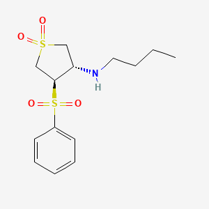 molecular formula C14H21NO4S2 B7832678 (3S,4R)-N-butyl-4-(phenylsulfonyl)tetrahydrothiophen-3-amine 1,1-dioxide 