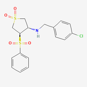 molecular formula C17H18ClNO4S2 B7832694 (3S,4R)-N-(4-chlorobenzyl)-4-(phenylsulfonyl)tetrahydrothiophen-3-amine 1,1-dioxide 