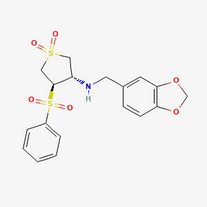 molecular formula C18H19NO6S2 B7832702 (1,3-benzodioxol-5-ylmethyl)[(3S,4R)-1,1-dioxido-4-(phenylsulfonyl)tetrahydro-3-thienyl]amine 