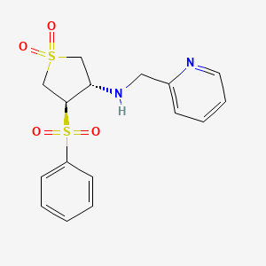 molecular formula C16H18N2O4S2 B7832706 [(3S,4R)-1,1-dioxido-4-(phenylsulfonyl)tetrahydro-3-thienyl](pyridin-2-ylmethyl)amine 