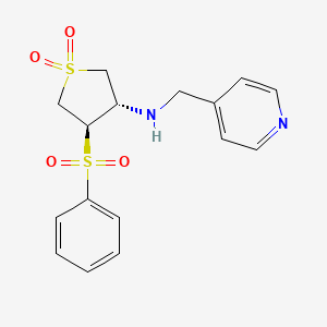 molecular formula C16H18N2O4S2 B7832717 [(3S,4R)-1,1-dioxido-4-(phenylsulfonyl)tetrahydro-3-thienyl](pyridin-4-ylmethyl)amine 