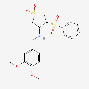 molecular formula C19H23NO6S2 B7832763 (3S,4R)-N-(3,4-dimethoxybenzyl)-4-(phenylsulfonyl)tetrahydrothiophen-3-amine 1,1-dioxide 