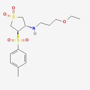 molecular formula C16H25NO5S2 B7832806 (3S,4R)-N-(3-ethoxypropyl)-4-[(4-methylphenyl)sulfonyl]tetrahydrothiophen-3-amine 1,1-dioxide 