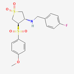 molecular formula C18H20FNO5S2 B7832827 (3S,4R)-N-(4-fluorobenzyl)-4-[(4-methoxyphenyl)sulfonyl]tetrahydrothiophen-3-amine 1,1-dioxide 