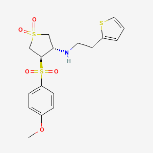 molecular formula C17H21NO5S3 B7832834 {(3S,4R)-4-[(4-methoxyphenyl)sulfonyl]-1,1-dioxidotetrahydro-3-thienyl}[2-(2-thienyl)ethyl]amine 