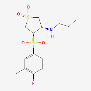 molecular formula C14H20FNO4S2 B7832869 {(3S,4R)-4-[(4-fluoro-3-methylphenyl)sulfonyl]-1,1-dioxidotetrahydro-3-thienyl}propylamine 