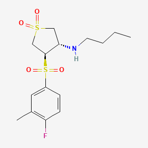 molecular formula C15H22FNO4S2 B7832877 (3S,4R)-N-butyl-4-[(4-fluoro-3-methylphenyl)sulfonyl]tetrahydrothiophen-3-amine 1,1-dioxide 