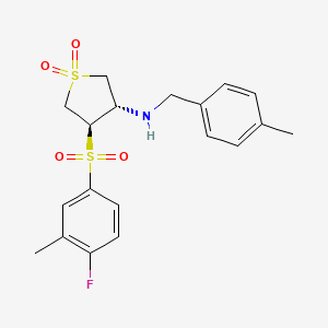 molecular formula C19H22FNO4S2 B7832916 {(3S,4R)-4-[(4-fluoro-3-methylphenyl)sulfonyl]-1,1-dioxidotetrahydro-3-thienyl}(4-methylbenzyl)amine 