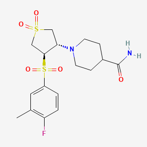 molecular formula C17H23FN2O5S2 B7832919 1-{(3S,4R)-4-[(4-fluoro-3-methylphenyl)sulfonyl]-1,1-dioxidotetrahydro-3-thienyl}piperidine-4-carboxamide 
