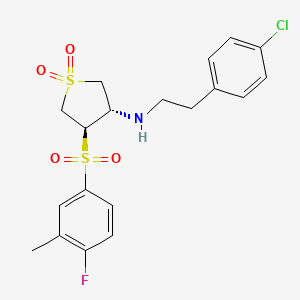 molecular formula C19H21ClFNO4S2 B7832920 (3S4R)-3-{[2-(4-CHLOROPHENYL)ETHYL]AMINO}-4-(4-FLUORO-3-METHYLBENZENESULFONYL)-1LAMBDA6-THIOLANE-11-DIONE 