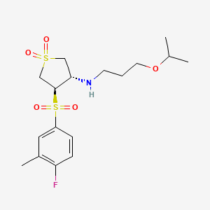 molecular formula C17H26FNO5S2 B7832926 {(3S,4R)-4-[(4-fluoro-3-methylphenyl)sulfonyl]-1,1-dioxidotetrahydro-3-thienyl}(3-isopropoxypropyl)amine 