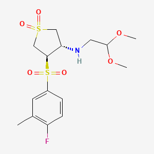 molecular formula C15H22FNO6S2 B7832931 (2,2-dimethoxyethyl){(3S,4R)-4-[(4-fluoro-3-methylphenyl)sulfonyl]-1,1-dioxidotetrahydro-3-thienyl}amine 