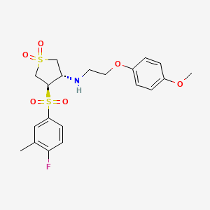 molecular formula C20H24FNO6S2 B7832936 {(3S,4R)-4-[(4-fluoro-3-methylphenyl)sulfonyl]-1,1-dioxidotetrahydro-3-thienyl}[2-(4-methoxyphenoxy)ethyl]amine 