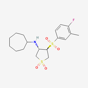 molecular formula C18H26FNO4S2 B7832939 (3S,4R)-N-cycloheptyl-4-[(4-fluoro-3-methylphenyl)sulfonyl]tetrahydrothiophen-3-amine 1,1-dioxide 